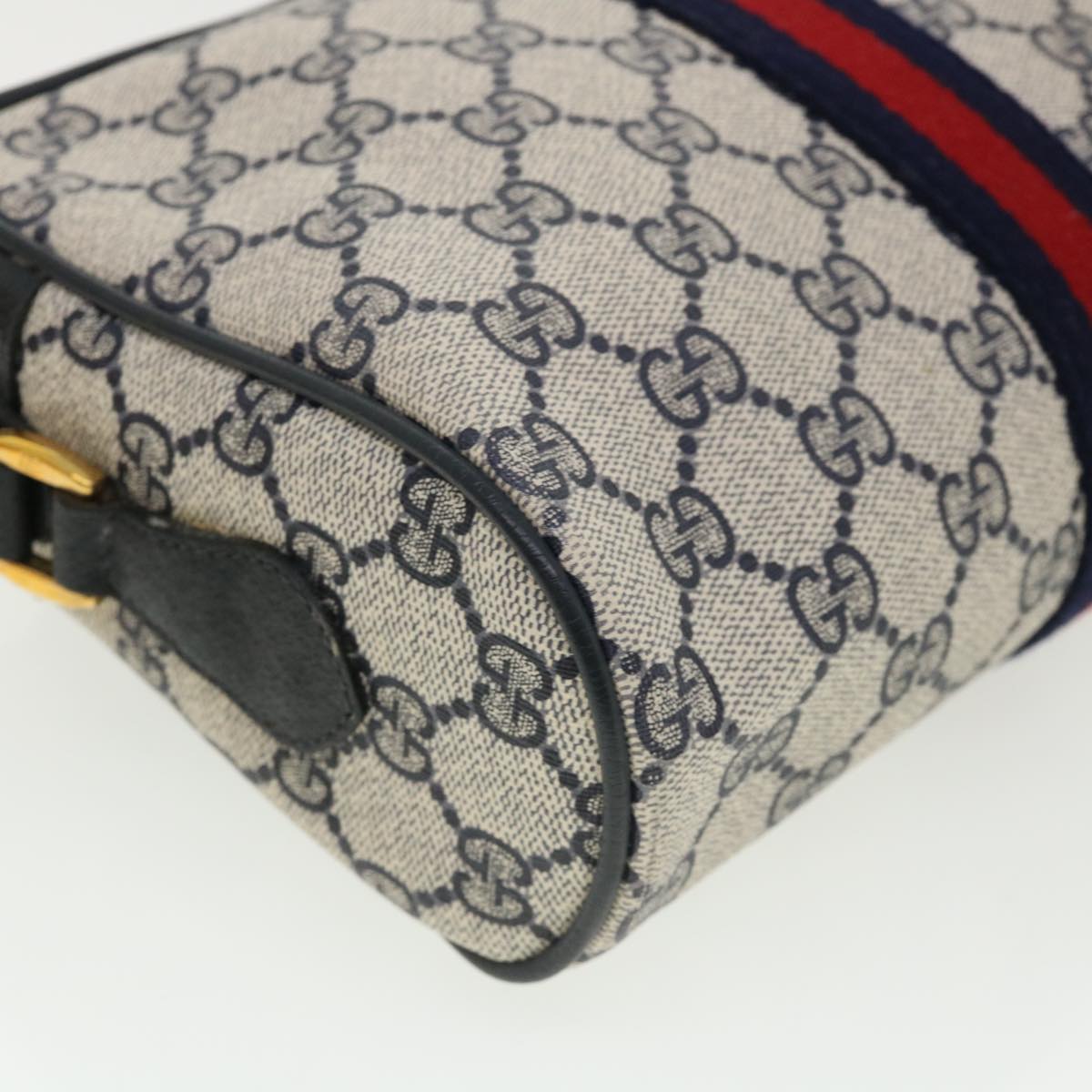 GUCCI GG Canvas Sherry Line Shoulder Bag Gray Red Navy 75.02.004 yk5823B