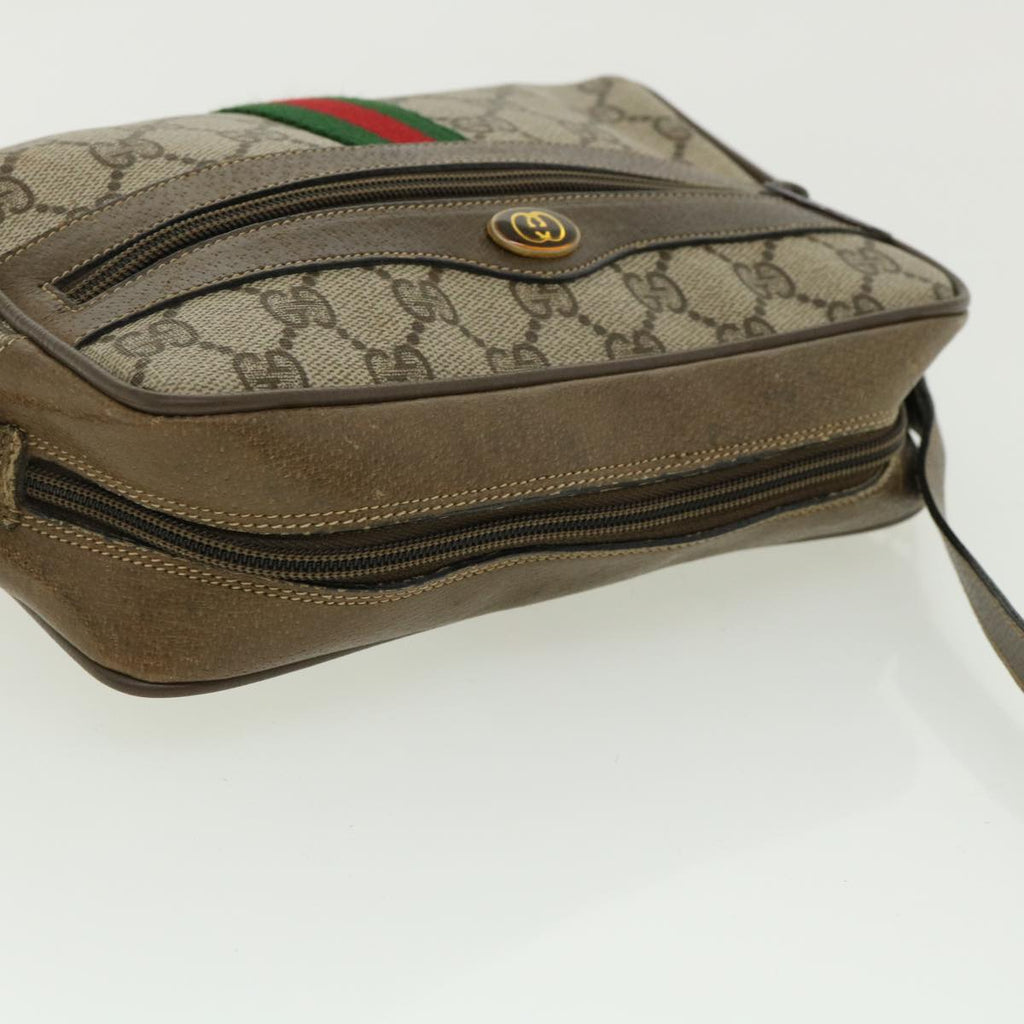 GUCCI GG Canvas Web Sherry Line Shoulder Bag Beige Green 98.02.004 yk5881B