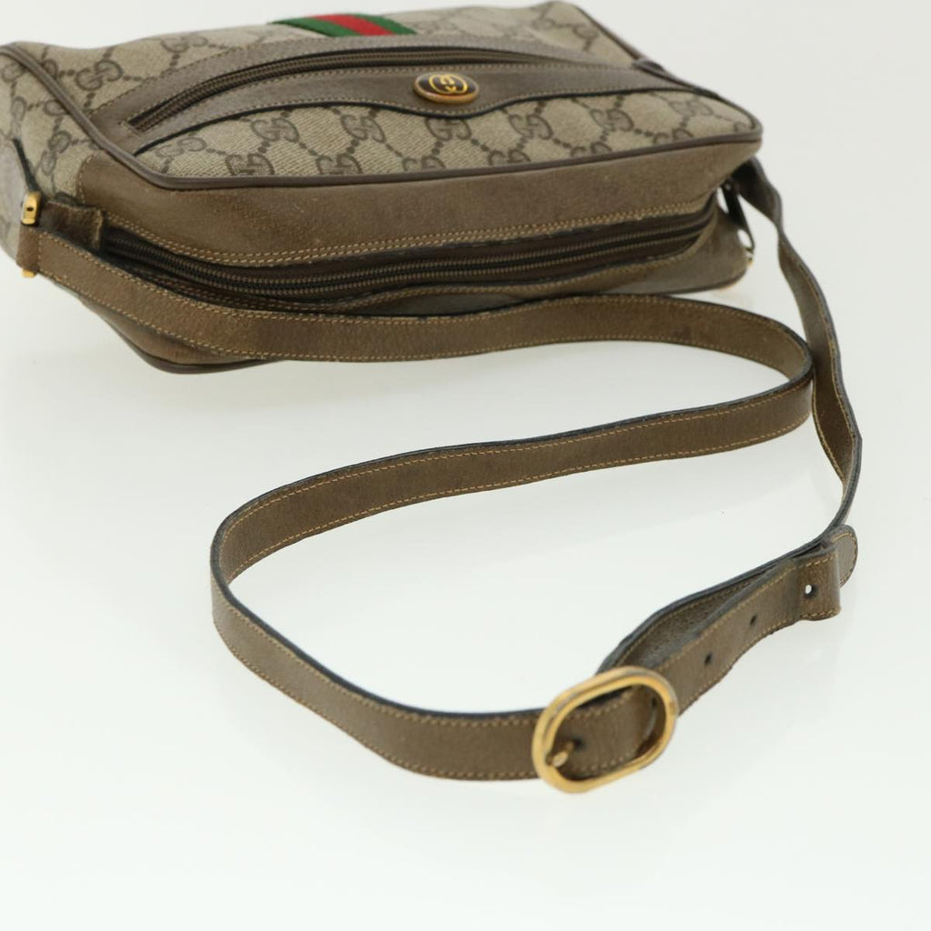GUCCI GG Canvas Web Sherry Line Shoulder Bag Beige Green 98.02.004 yk5881B