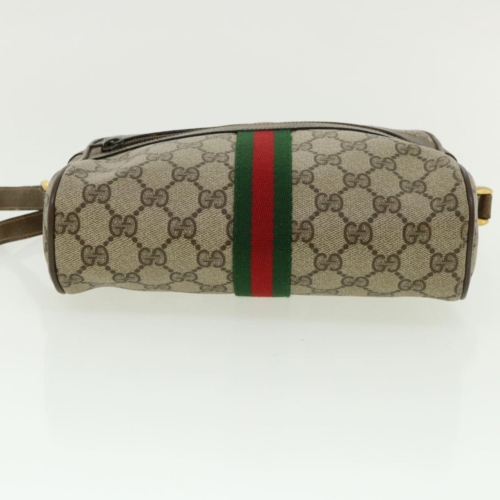 GUCCI GG Canvas Web Sherry Line Shoulder Bag Beige Green 98.02.004 yk5881B