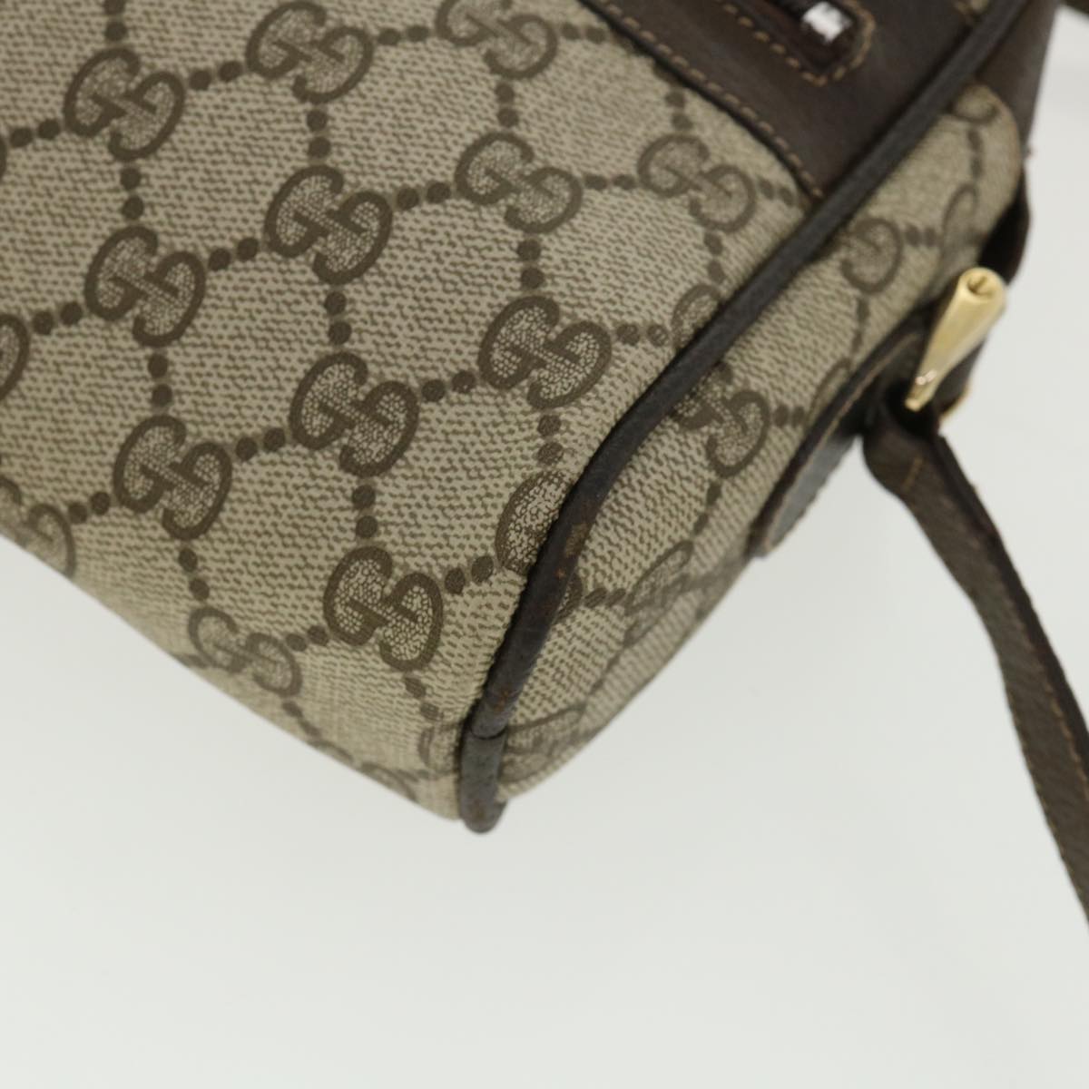 GUCCI GG Canvas Web Sherry Line Shoulder Bag PVC Leather Beige Red yk5884B