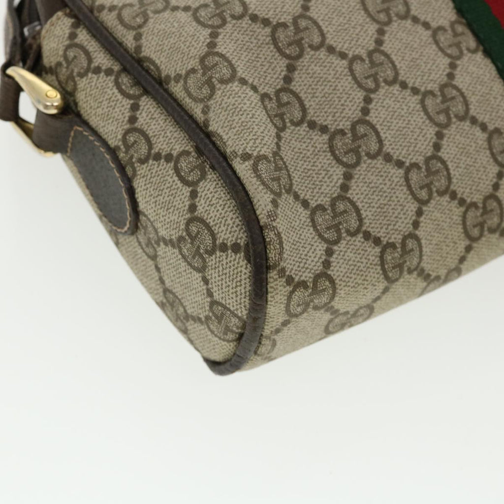 GUCCI GG Canvas Web Sherry Line Shoulder Bag PVC Leather Beige Red yk5884B