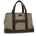 GUCCI GG Canvas Tote Bag PVC Leather Beige 140955 yk5941