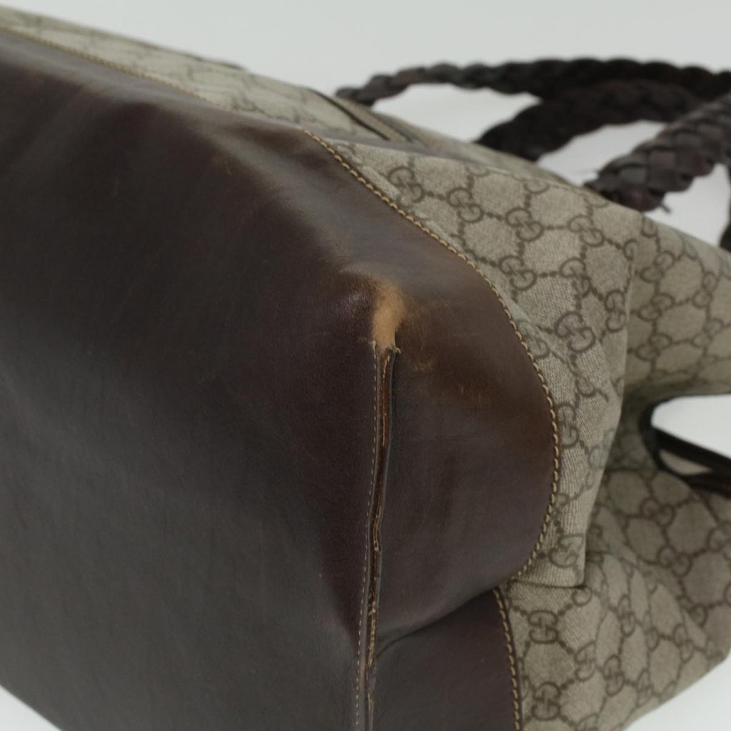 GUCCI GG Canvas Tote Bag PVC Leather Beige 140955 yk5941