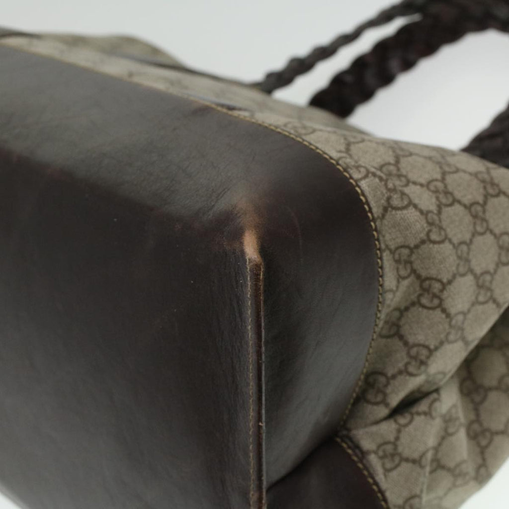 GUCCI GG Canvas Tote Bag PVC Leather Beige 140955 yk5941