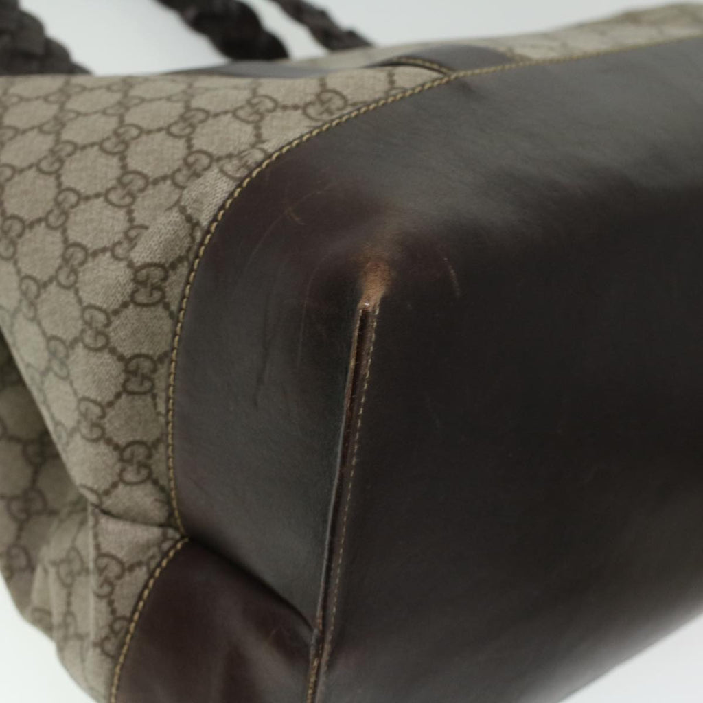 GUCCI GG Canvas Tote Bag PVC Leather Beige 140955 yk5941