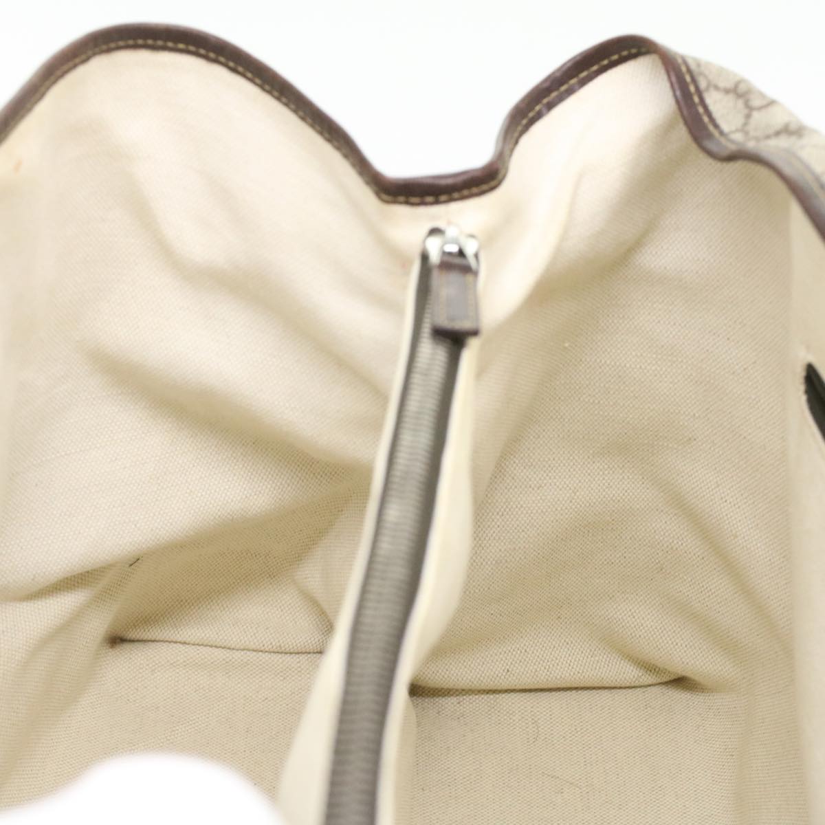 GUCCI GG Canvas Tote Bag PVC Leather Beige 140955 yk5941