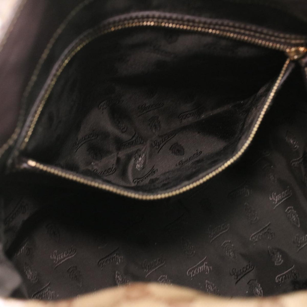 GUCCI GG Canvas Tote Bag PVC Leather Beige 140955 yk5941