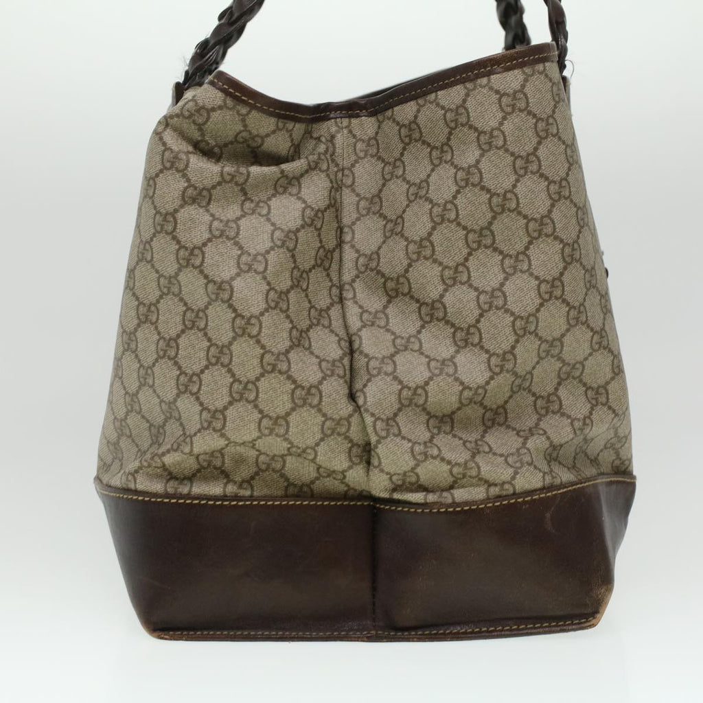 GUCCI GG Canvas Tote Bag PVC Leather Beige 140955 yk5941