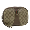 GUCCI GG Canvas Web Sherry Line Clutch Bag PVC Leather Beige Red yk5995