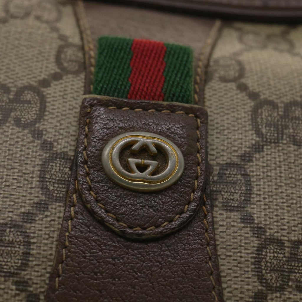 GUCCI GG Canvas Web Sherry Line Clutch Bag PVC Leather Beige Red yk5995