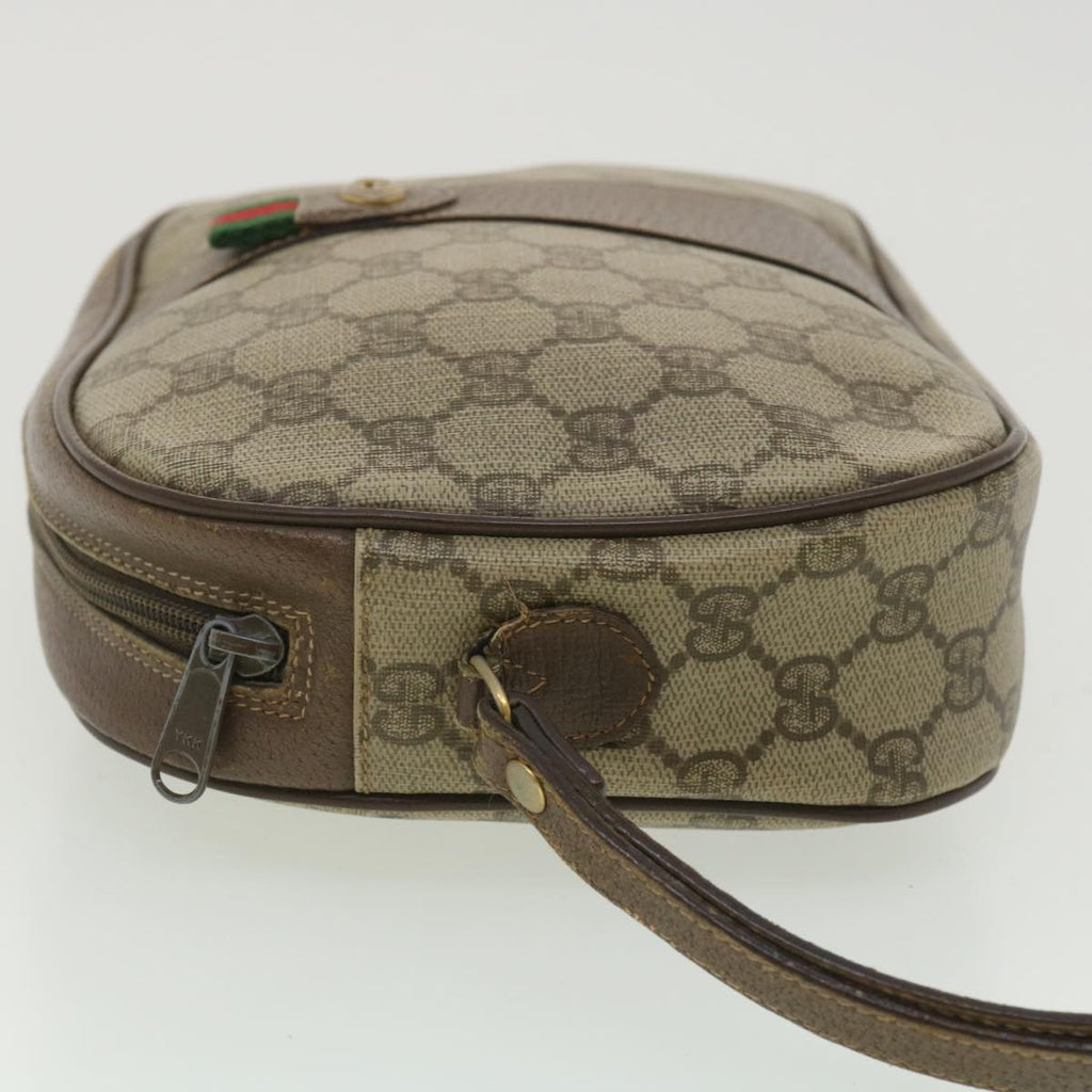 GUCCI GG Canvas Web Sherry Line Clutch Bag PVC Leather Beige Red yk5995