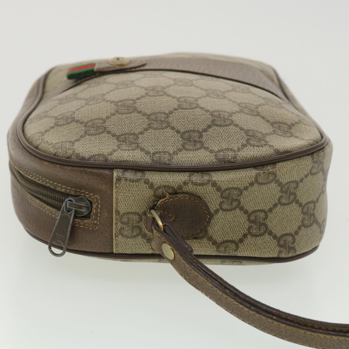 GUCCI GG Canvas Web Sherry Line Clutch Bag PVC Leather Beige Red yk5995