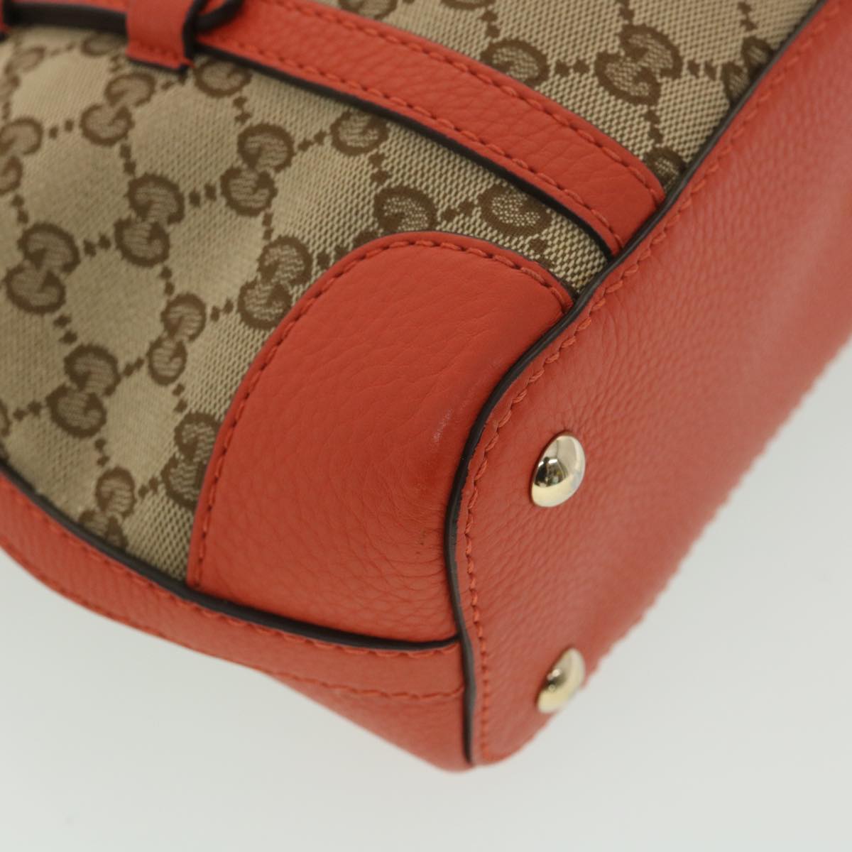 GUCCI GG Canvas Hand Bag Beige Orange 387603 yk6072