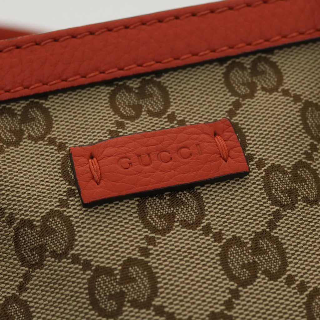 GUCCI GG Canvas Hand Bag Beige Orange 387603 yk6072