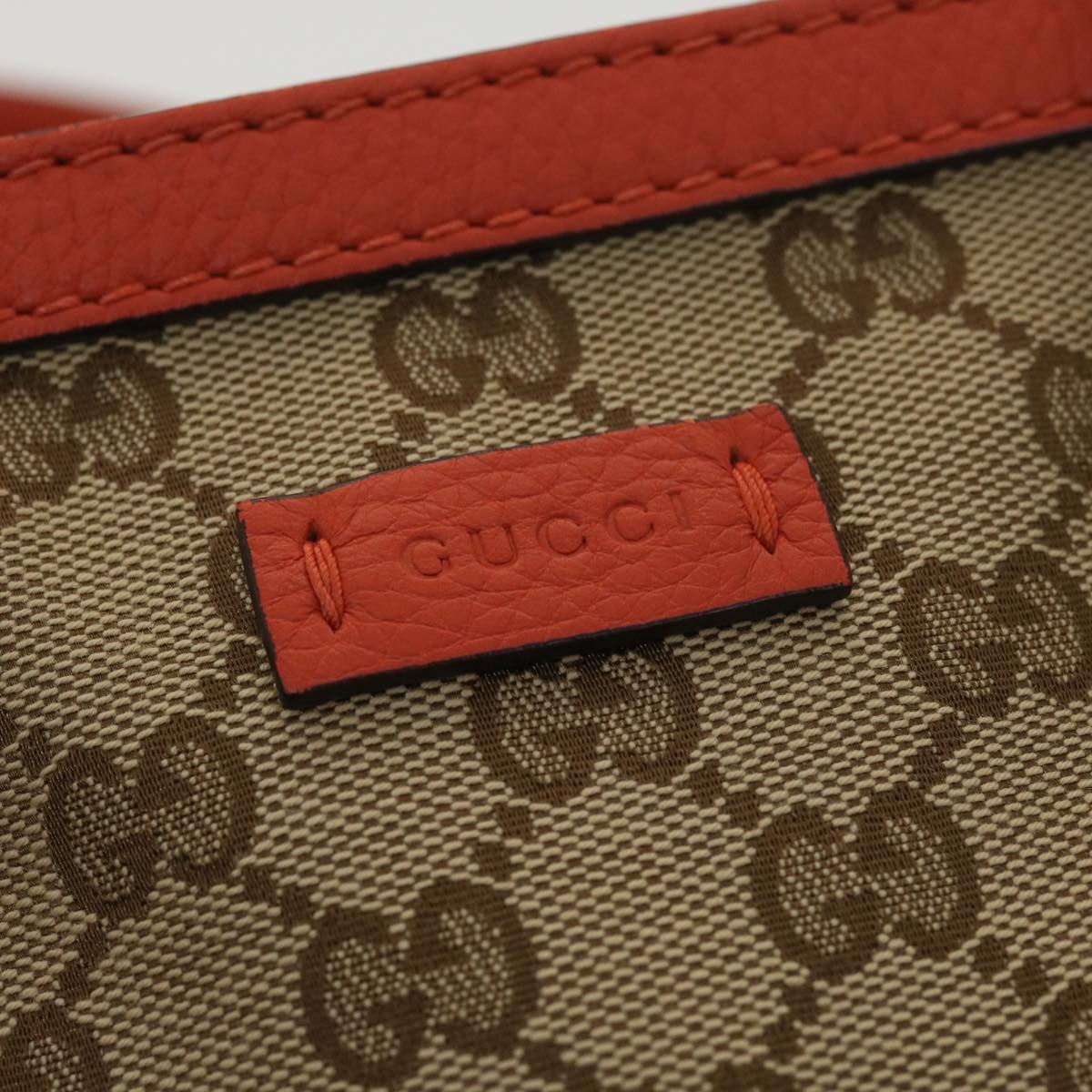 GUCCI GG Canvas Hand Bag Beige Orange 387603 yk6072