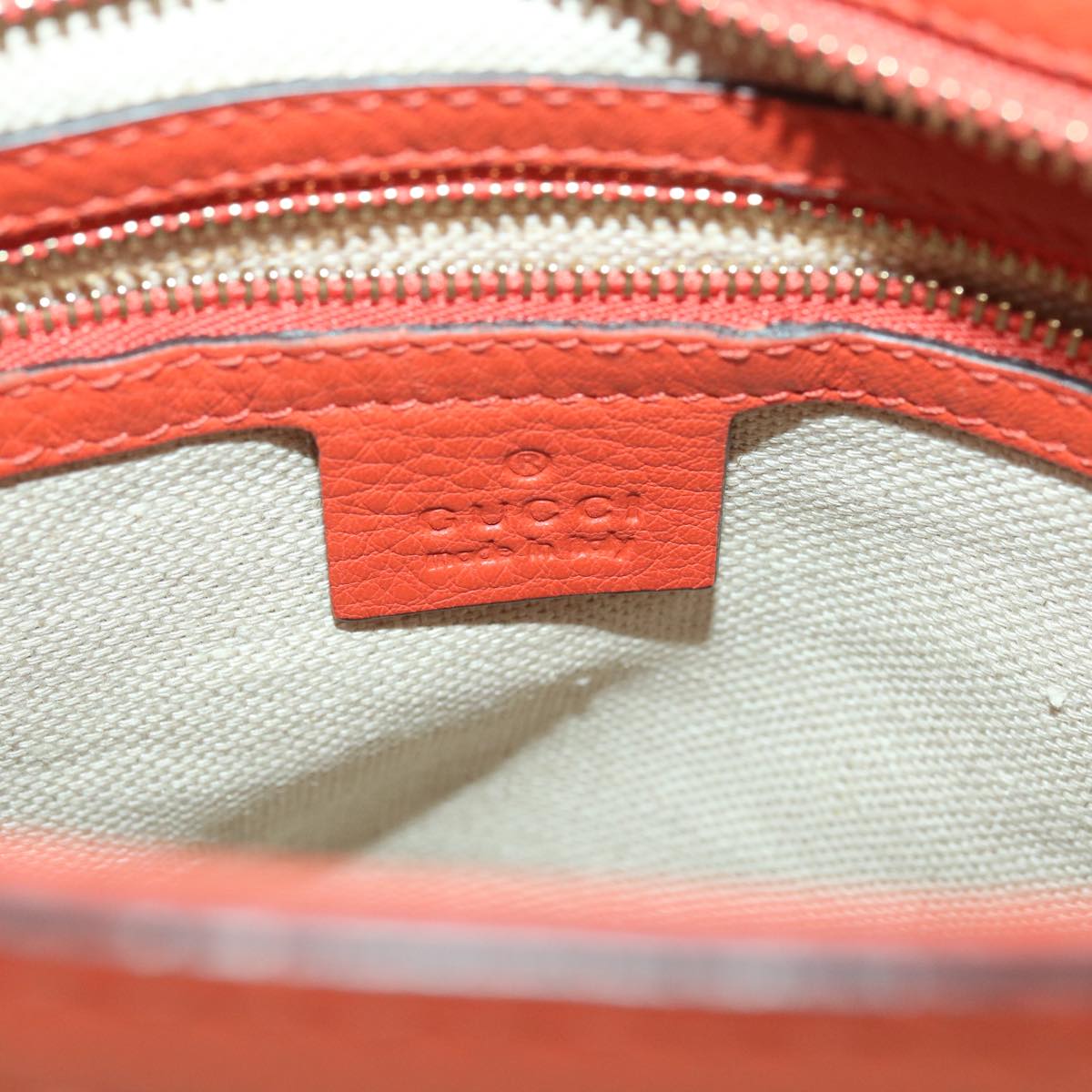 GUCCI GG Canvas Hand Bag Beige Orange 387603 yk6072