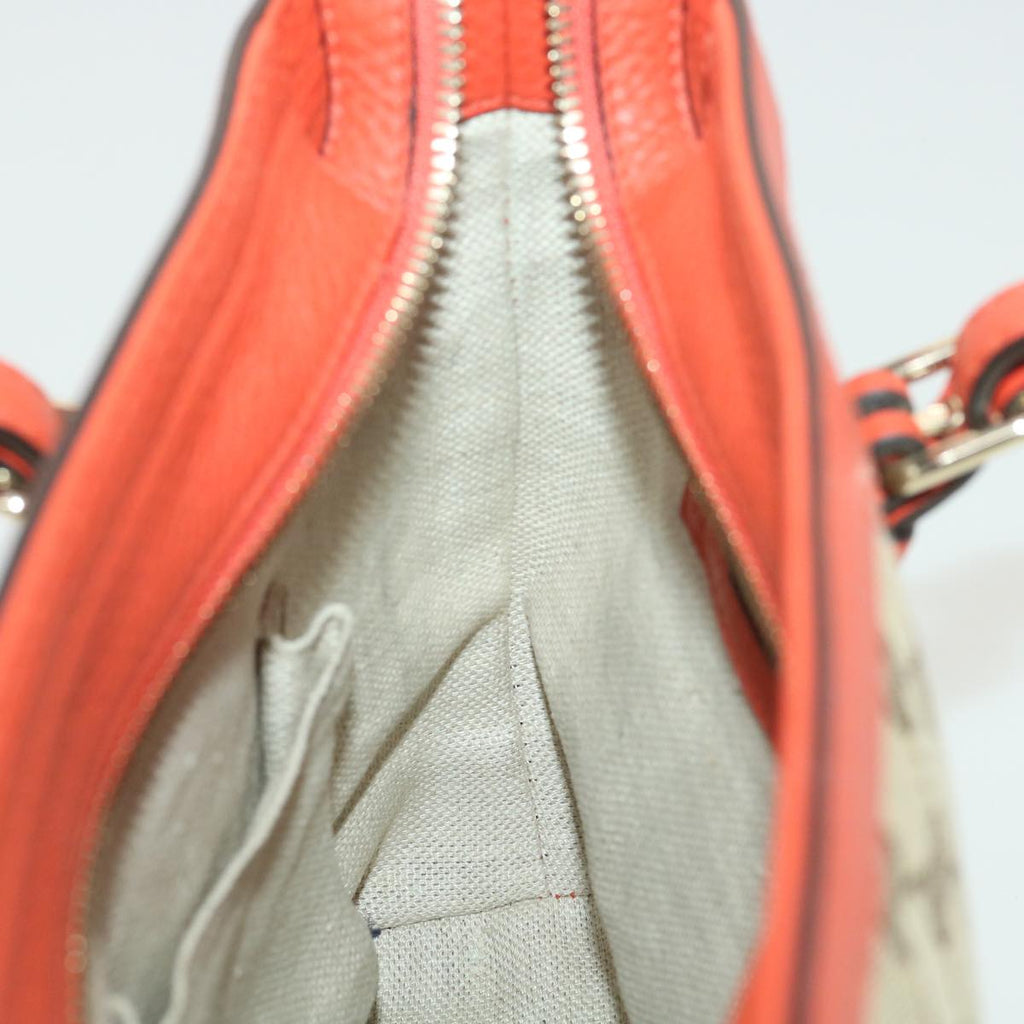 GUCCI GG Canvas Hand Bag Beige Orange 387603 yk6072