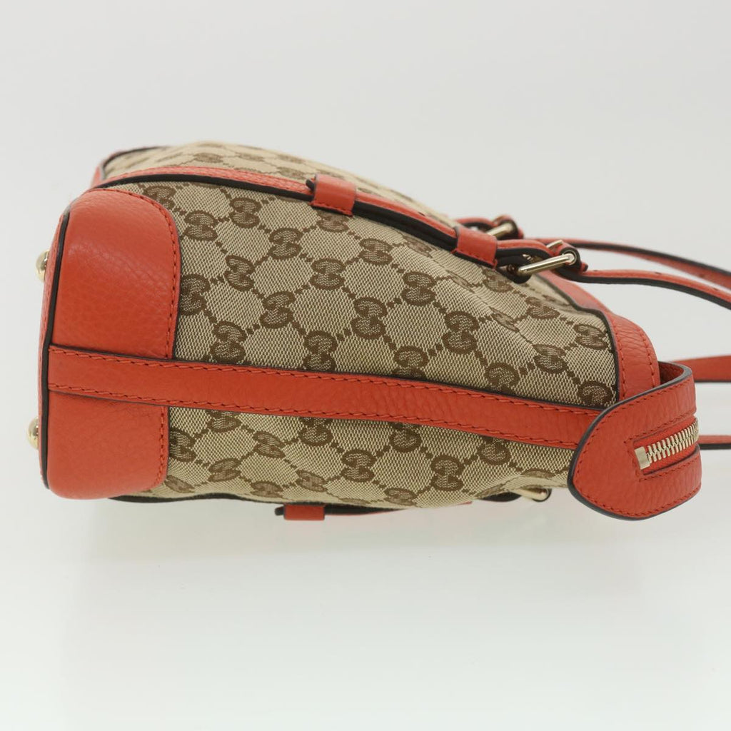 GUCCI GG Canvas Hand Bag Beige Orange 387603 yk6072