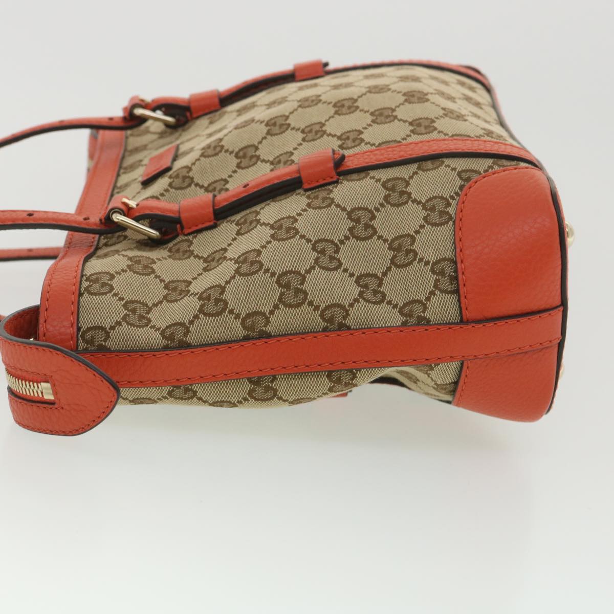 GUCCI GG Canvas Hand Bag Beige Orange 387603 yk6072