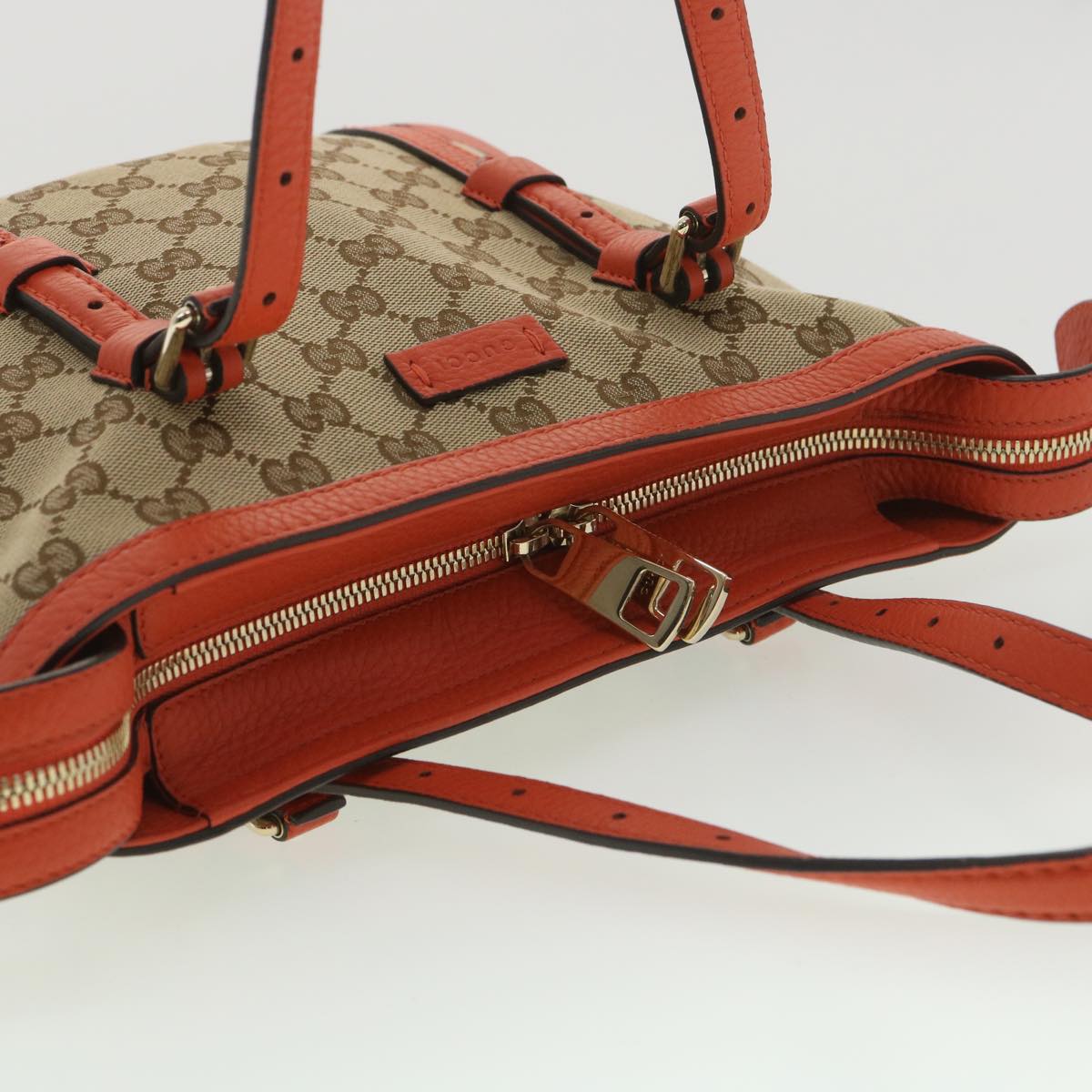 GUCCI GG Canvas Hand Bag Beige Orange 387603 yk6072