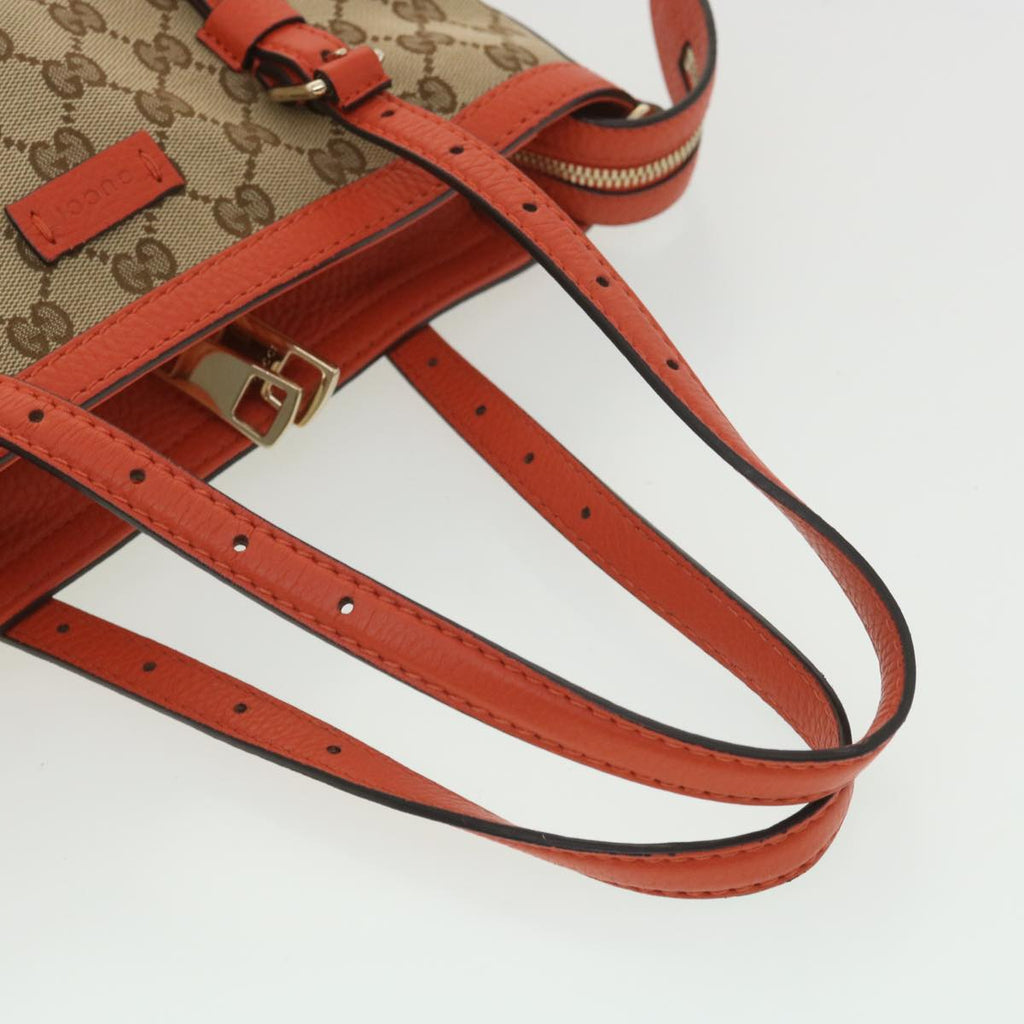 GUCCI GG Canvas Hand Bag Beige Orange 387603 yk6072