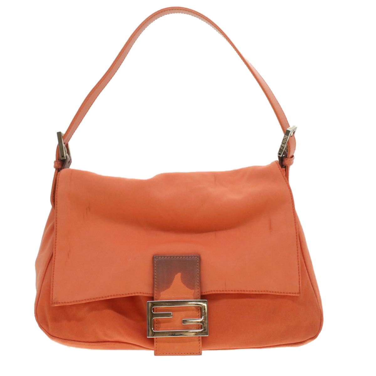 FENDI Mamma Baguette Shoulder Bag Nylon Orange 2354/26325/018 yk6078