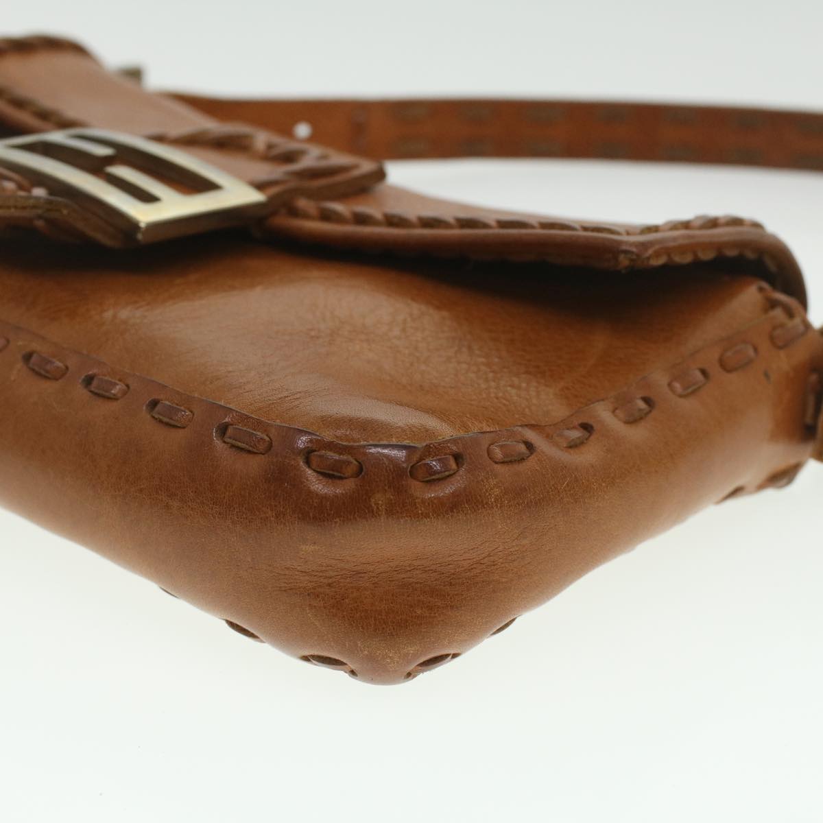 FENDI Mamma Baguette Shoulder Bag Leather Brown 3686/26424/099 yk6079