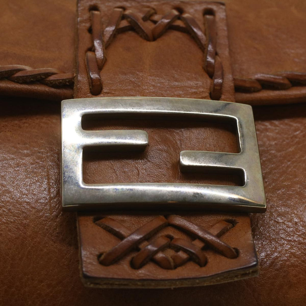 FENDI Mamma Baguette Shoulder Bag Leather Brown 3686/26424/099 yk6079