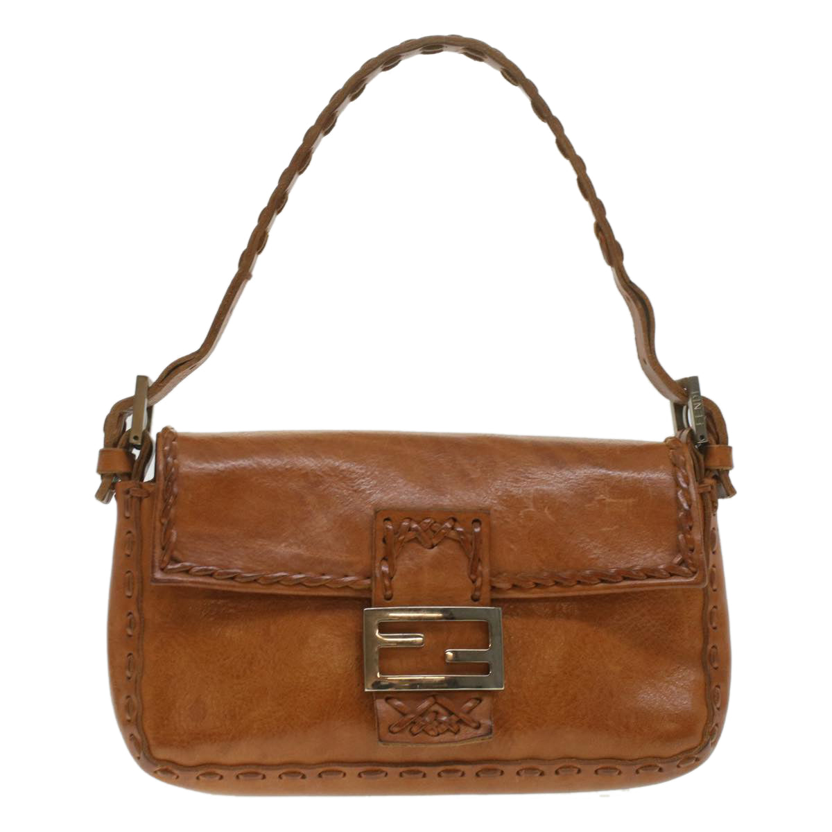 FENDI Mamma Baguette Shoulder Bag Leather Brown 3686/26424/099 yk6079