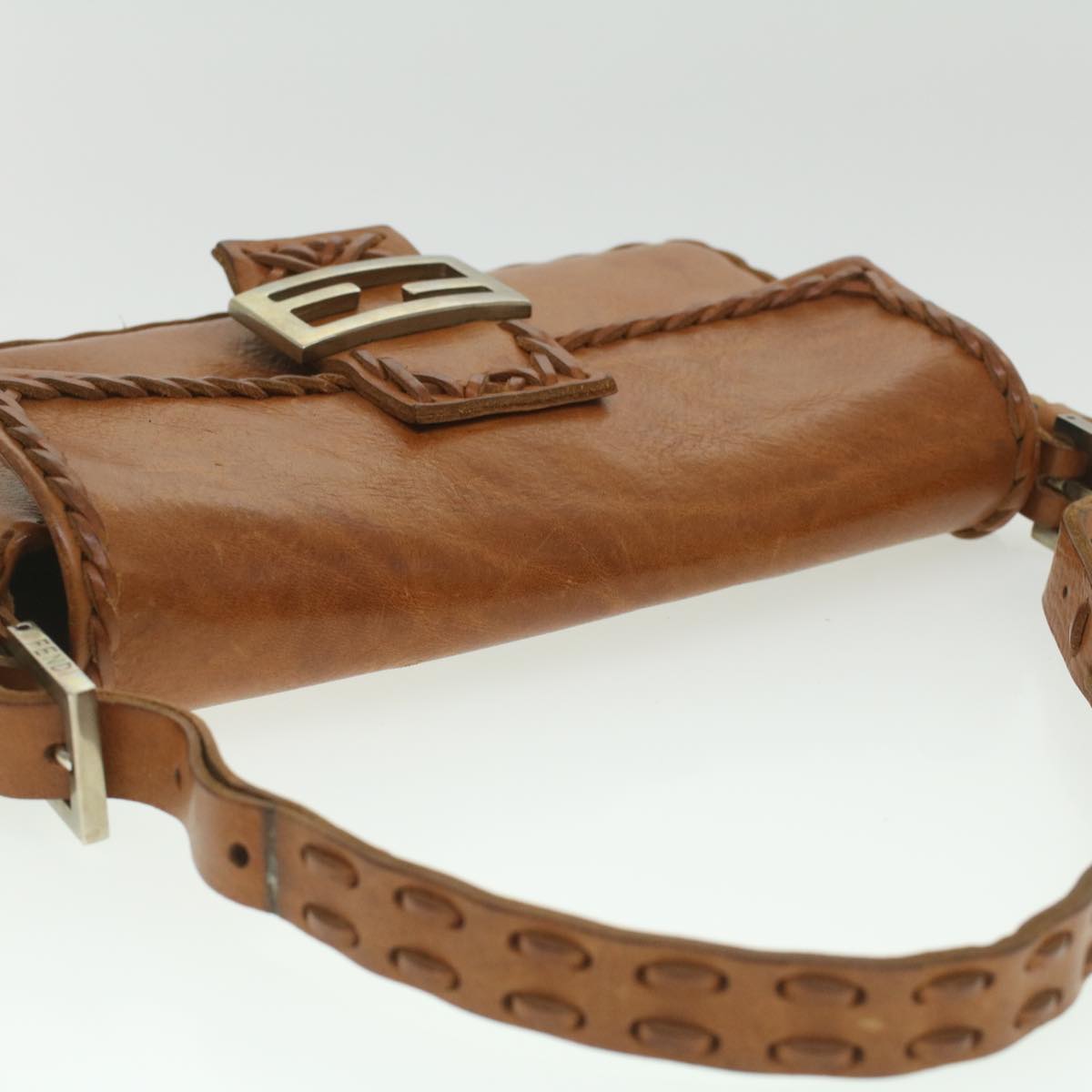FENDI Mamma Baguette Shoulder Bag Leather Brown 3686/26424/099 yk6079