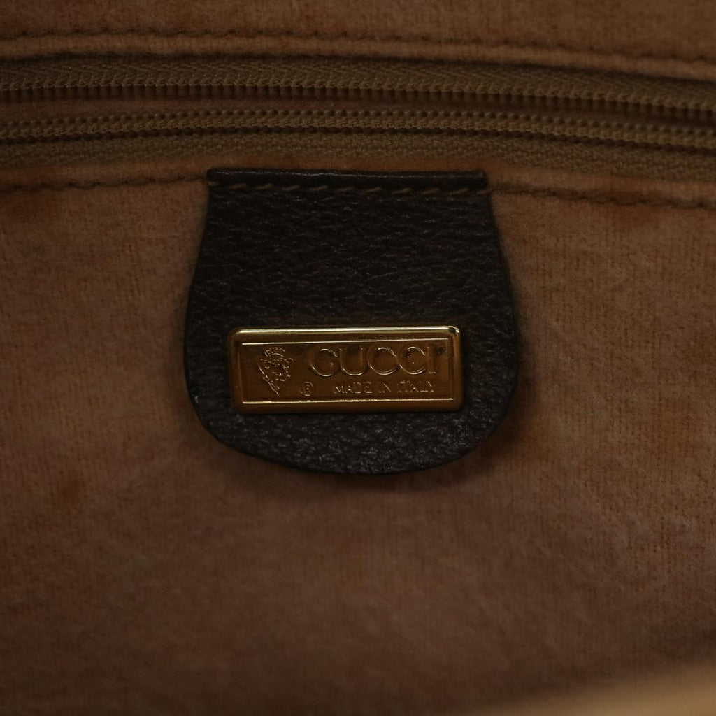 GUCCI Web Sherry Line GG Canvas Shoulder Bag PVC Leather Beige Green yk6091