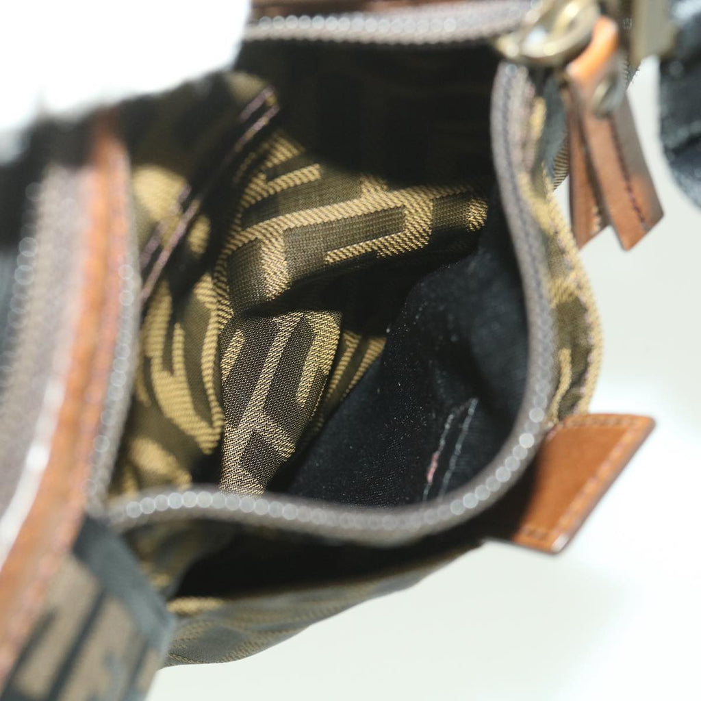 FENDI Zucca Canvas Shoulder Bag Nylon Brown yk6092