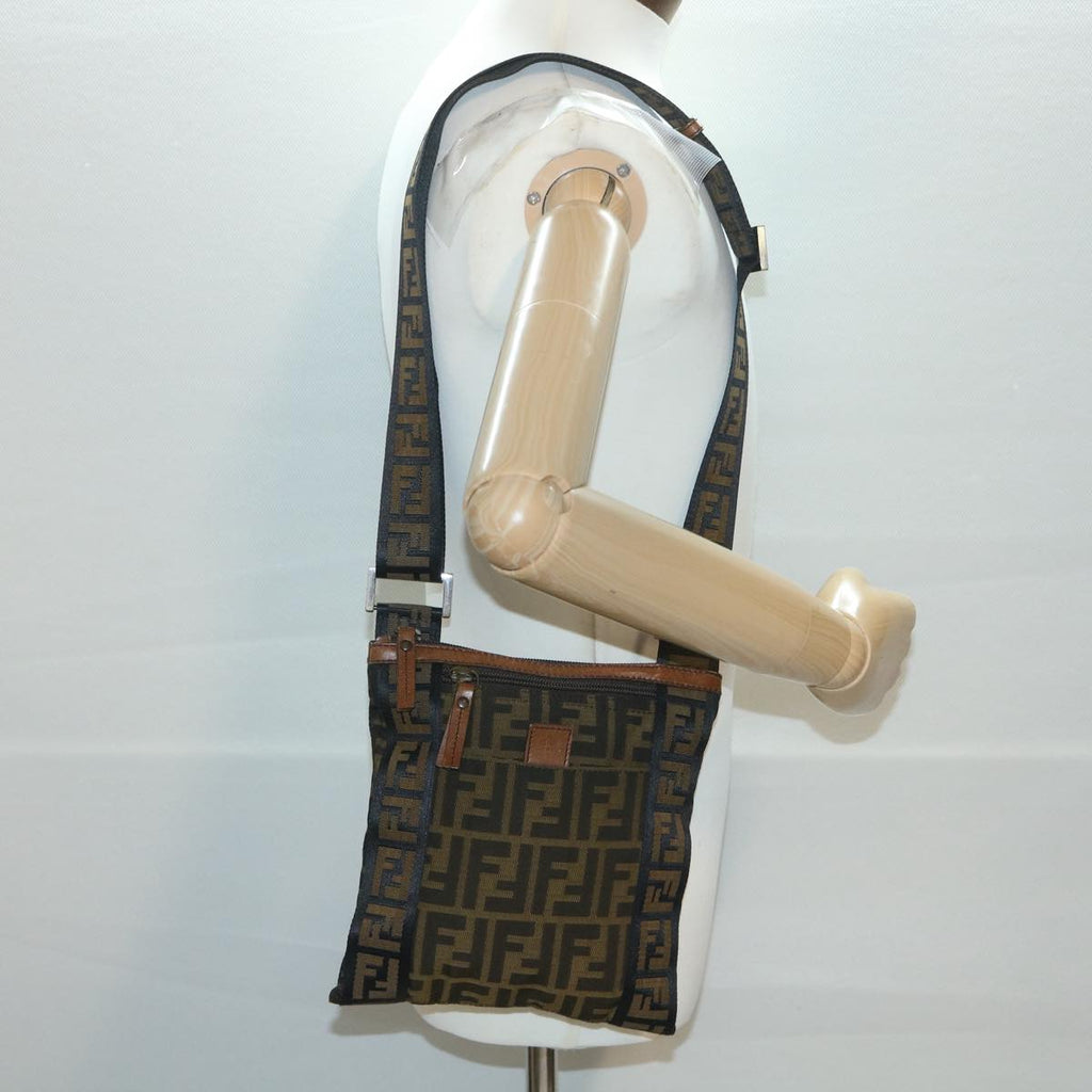 FENDI Zucca Canvas Shoulder Bag Nylon Brown yk6092