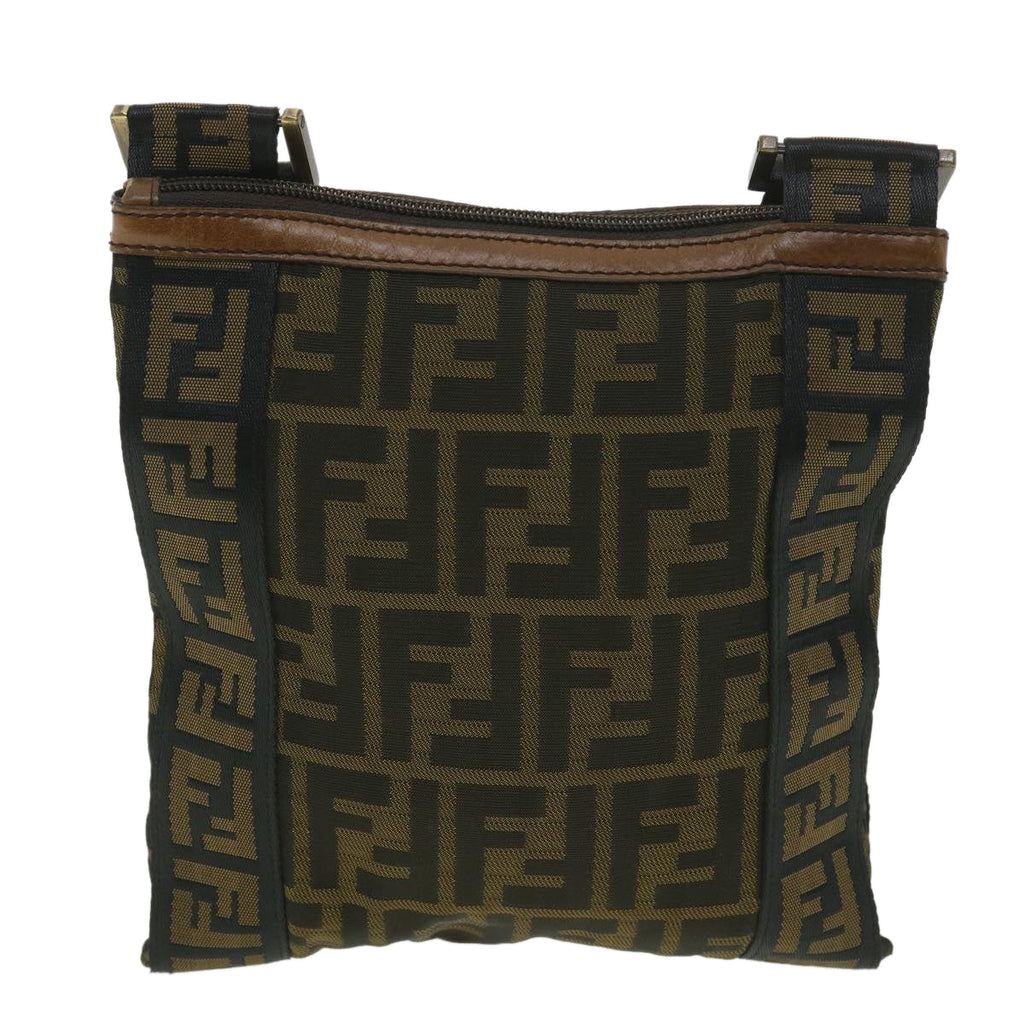 FENDI Zucca Canvas Shoulder Bag Nylon Brown yk6092