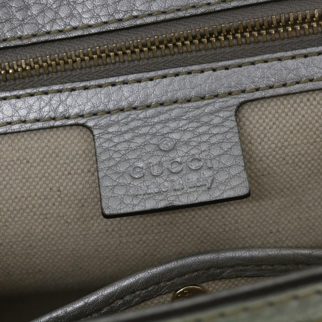 GUCCI GG Canvas Bamboo Hand Bag Beige Silver 254884 yk6106