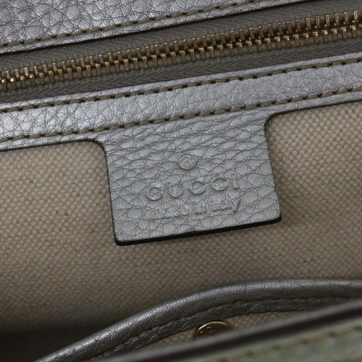 GUCCI GG Canvas Bamboo Hand Bag Beige Silver 254884 yk6106