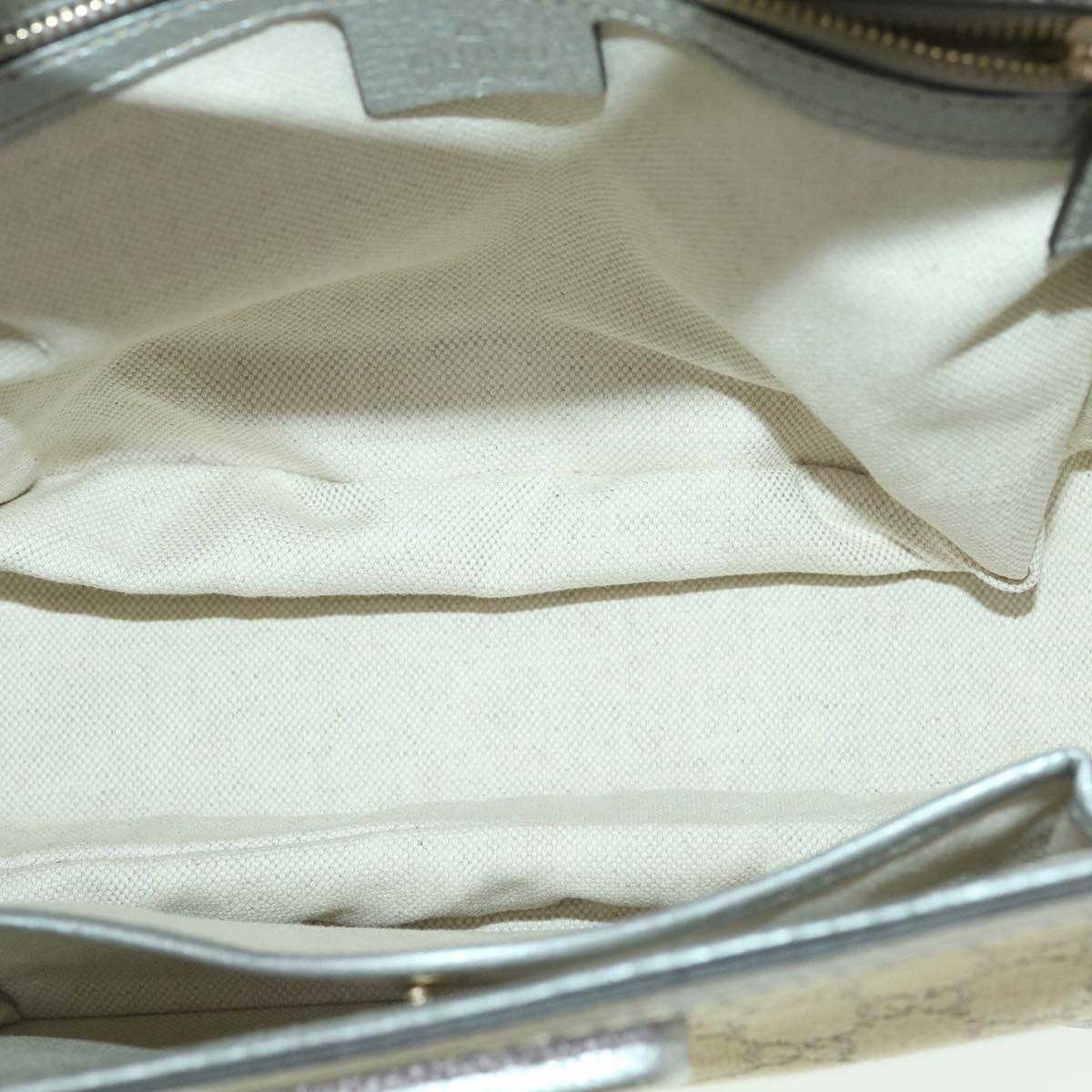 GUCCI GG Canvas Bamboo Hand Bag Beige Silver 254884 yk6106