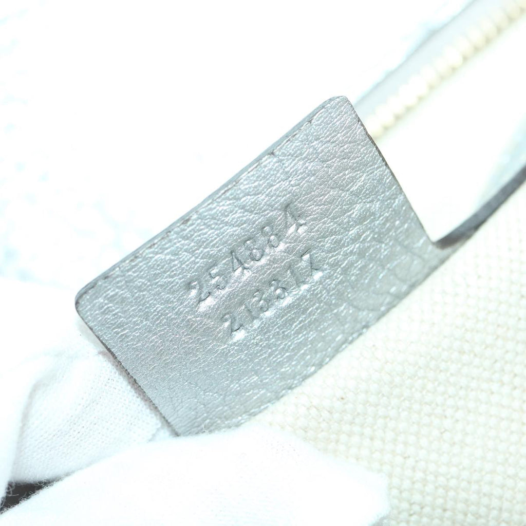 GUCCI GG Canvas Bamboo Hand Bag Beige Silver 254884 yk6106