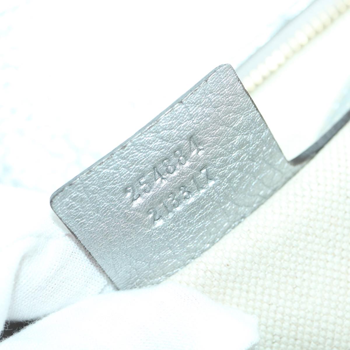 GUCCI GG Canvas Bamboo Hand Bag Beige Silver 254884 yk6106
