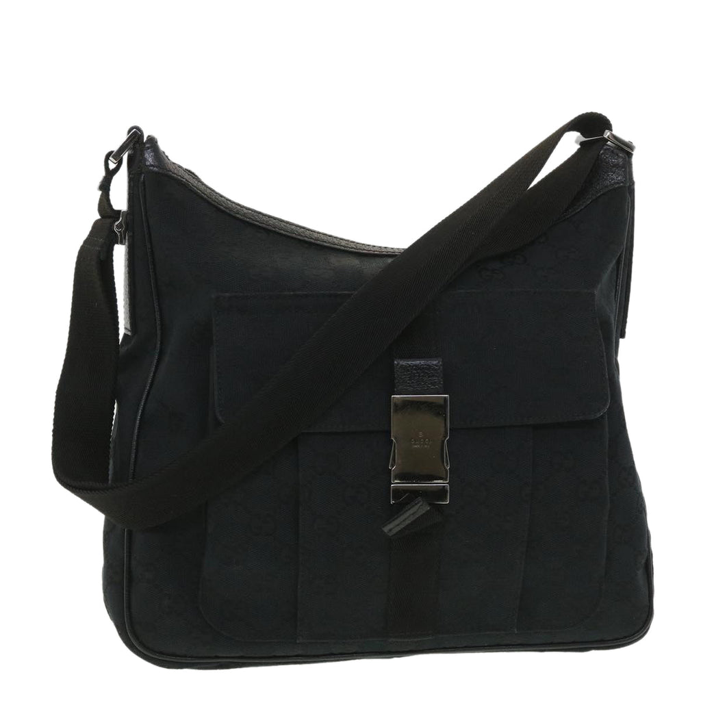 GUCCI GG Canvas Shoulder Bag Black 131211 yk6108