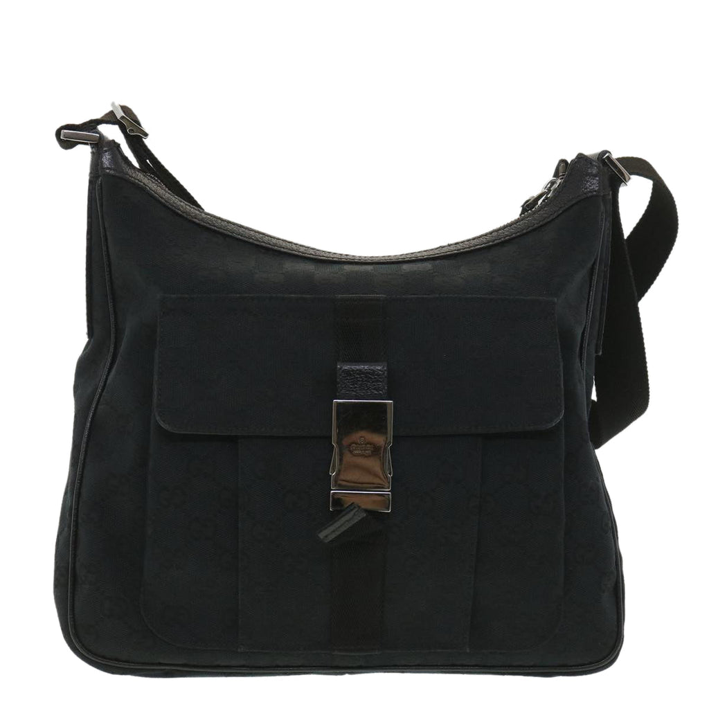 GUCCI GG Canvas Shoulder Bag Black 131211 yk6108