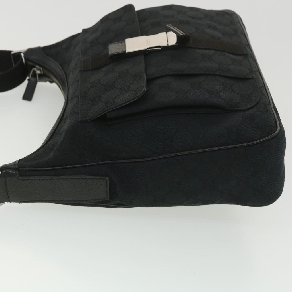 GUCCI GG Canvas Shoulder Bag Black 131211 yk6108