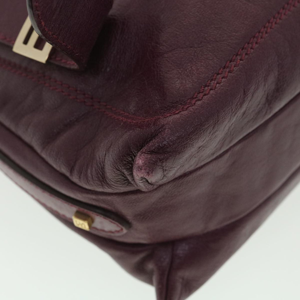 FENDI Mamma Baguette Shoulder Bag Leather Purple yk6116