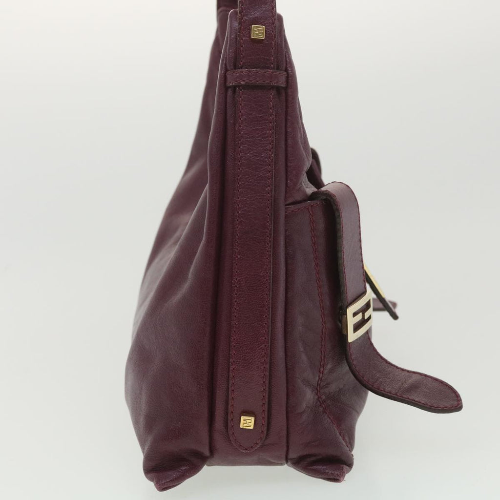 FENDI Mamma Baguette Shoulder Bag Leather Purple yk6116