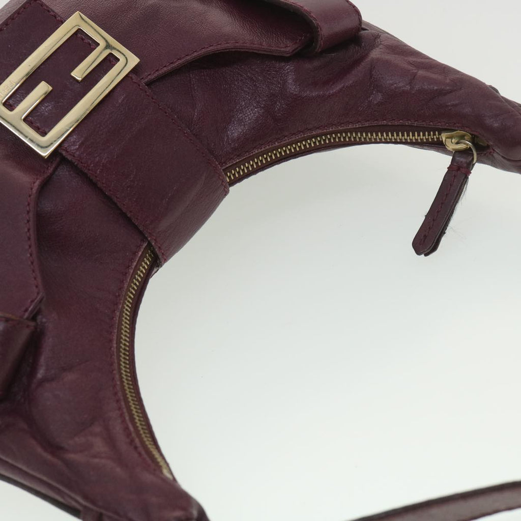FENDI Mamma Baguette Shoulder Bag Leather Purple yk6116