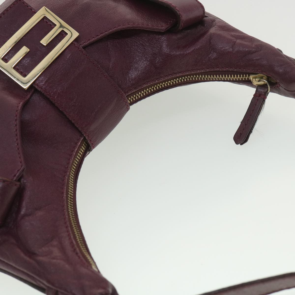 FENDI Mamma Baguette Shoulder Bag Leather Purple yk6116
