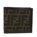 FENDI Zucca Canvas Wallet Black Brown yk6120