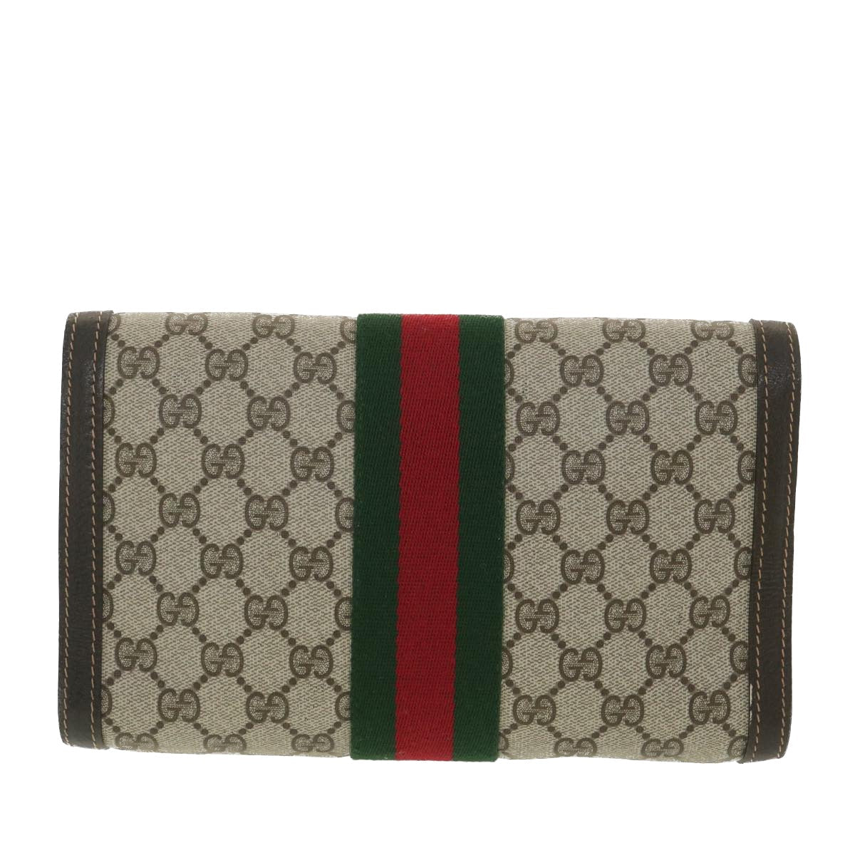GUCCI GG Canvas Web Sherry Line Clutch Bag Beige Red Green 41.014 yk6142B