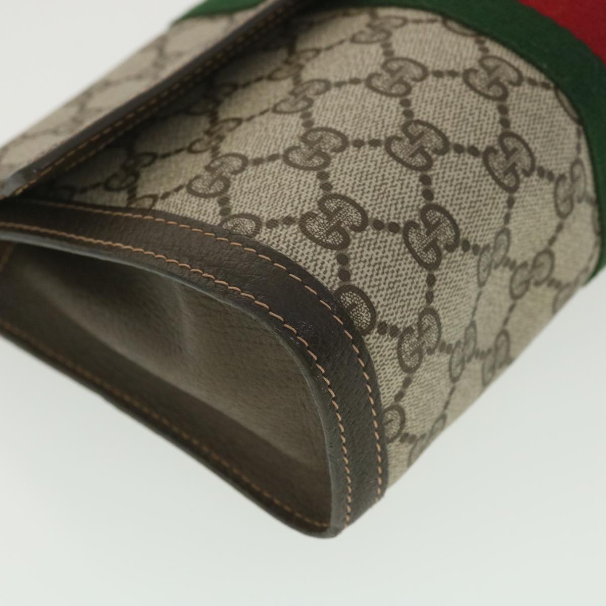 GUCCI GG Canvas Web Sherry Line Clutch Bag Beige Red Green 41.014 yk6142B
